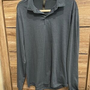 Navy Polo Shirt with Long Sleeves and Classic Collar